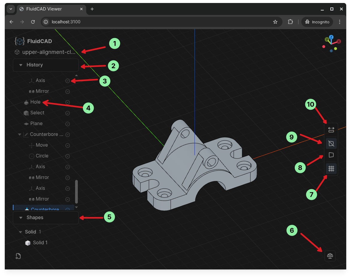 FluidCAD User Interface